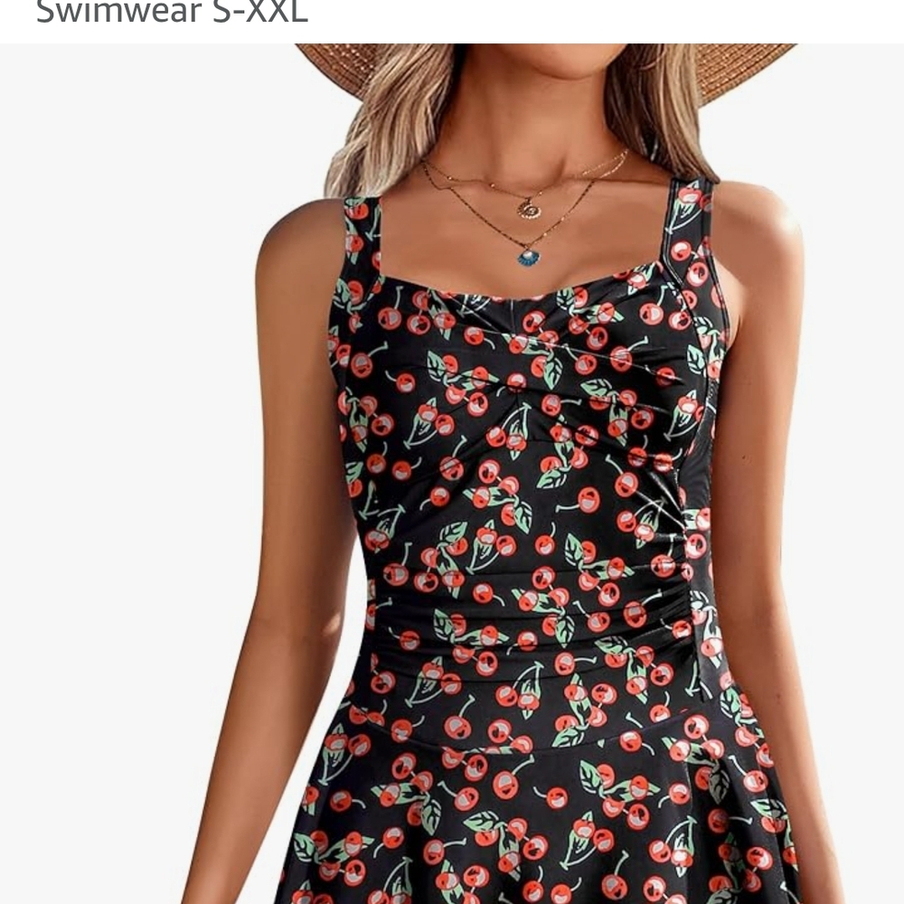 Black and Red One Piece Swimsuit with Ruched Sweetheart Neckline